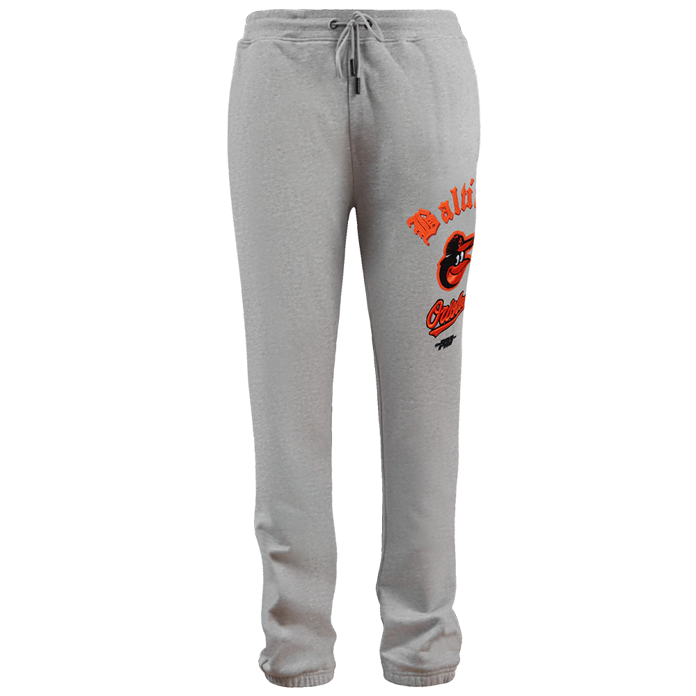 MLB BALTIMORE ORIOLES OLD ENGLISH MEN'S FLC SWEATPANT (HEATHER GREY)