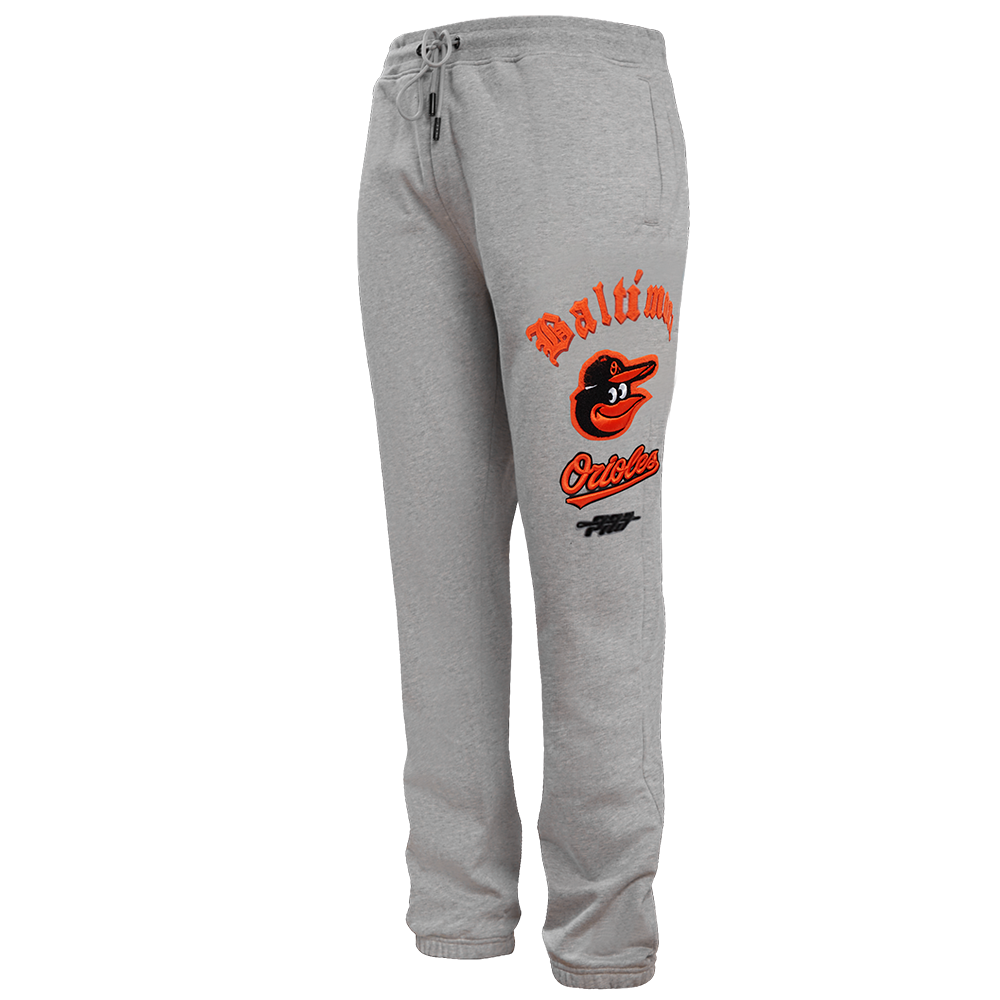 MLB BALTIMORE ORIOLES OLD ENGLISH MEN'S FLC SWEATPANT (HEATHER GREY)