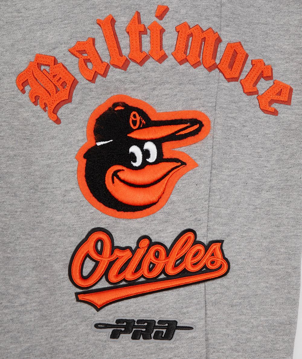 MLB BALTIMORE ORIOLES OLD ENGLISH MEN'S FLC SWEATPANT (HEATHER GREY)