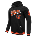 MLB BALTIMORE ORIOLES SCRIPT TAIL CHANDAIL À CAPUCHON EN MOLLETON CÔTELÉ POUR HOMME (NOIR/ORANGE)