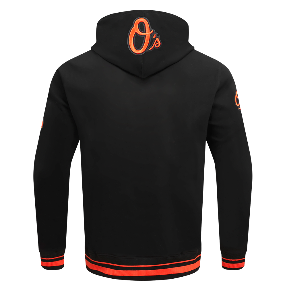 MLB BALTIMORE ORIOLES SCRIPT TAIL CHANDAIL À CAPUCHON EN MOLLETON CÔTELÉ POUR HOMME (NOIR/ORANGE)