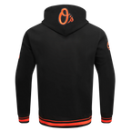 MLB BALTIMORE ORIOLES SCRIPT TAIL CHANDAIL À CAPUCHON EN MOLLETON CÔTELÉ POUR HOMME (NOIR/ORANGE)