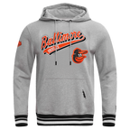 MLB BALTIMORE ORIOLES SCRIPT TAIL CHANDAIL À CAPUCHON EN MOLLETON CÔTELÉ POUR HOMME (GRIS CHINÉ/NOIR)