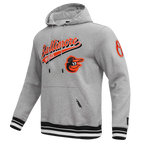 MLB BALTIMORE ORIOLES SCRIPT TAIL CHANDAIL À CAPUCHON EN MOLLETON CÔTELÉ POUR HOMME (GRIS CHINÉ/NOIR)