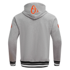 MLB BALTIMORE ORIOLES SCRIPT TAIL CHANDAIL À CAPUCHON EN MOLLETON CÔTELÉ POUR HOMME (GRIS CHINÉ/NOIR)