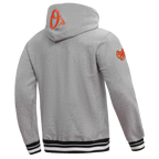 MLB BALTIMORE ORIOLES SCRIPT TAIL CHANDAIL À CAPUCHON EN MOLLETON CÔTELÉ POUR HOMME (GRIS CHINÉ/NOIR)