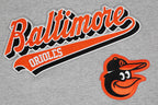 MLB BALTIMORE ORIOLES SCRIPT TAIL CHANDAIL À CAPUCHON EN MOLLETON CÔTELÉ POUR HOMME (GRIS CHINÉ/NOIR)