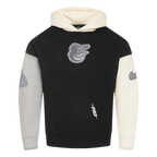 MLB BALTIMORE ORIOLES REVERSE FRENCH TERRY CHANDAIL À CAPUCHON EN MOLLETON À BLOCS DE COULEUR POUR HOMME (NOIR/GRIS/COQUILLE D'ŒUF)