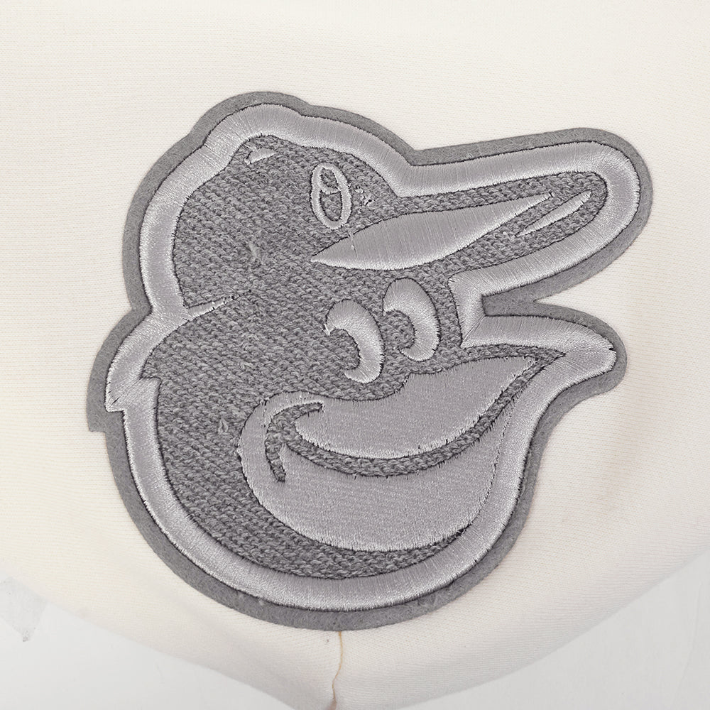 MLB BALTIMORE ORIOLES REVERSE FRENCH TERRY CHANDAIL À CAPUCHON EN MOLLETON À BLOCS DE COULEUR POUR HOMME (NOIR/GRIS/COQUILLE D'ŒUF)