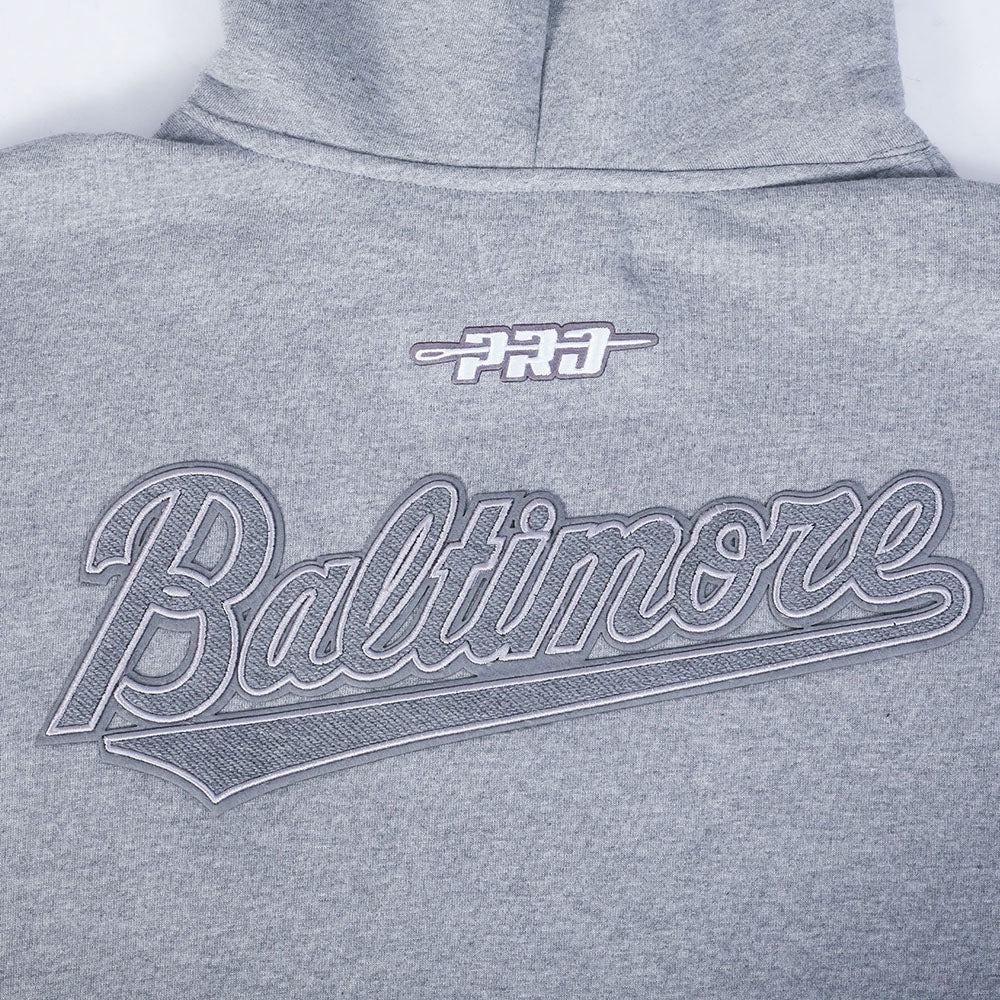 MLB BALTIMORE ORIOLES REVERSE FRENCH TERRY MEN'S PULLOVER HOODIE (DARK HEATHER GRAY)