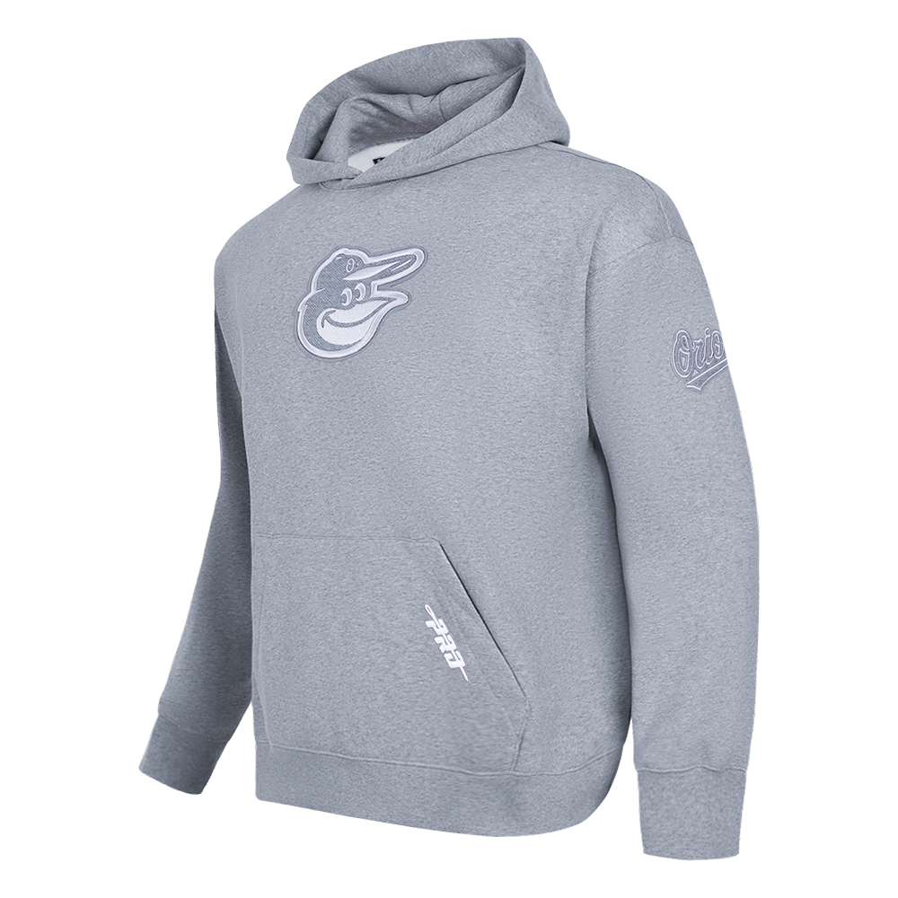MLB BALTIMORE ORIOLES REVERSE FRENCH TERRY MEN'S PULLOVER HOODIE (DARK HEATHER GRAY)