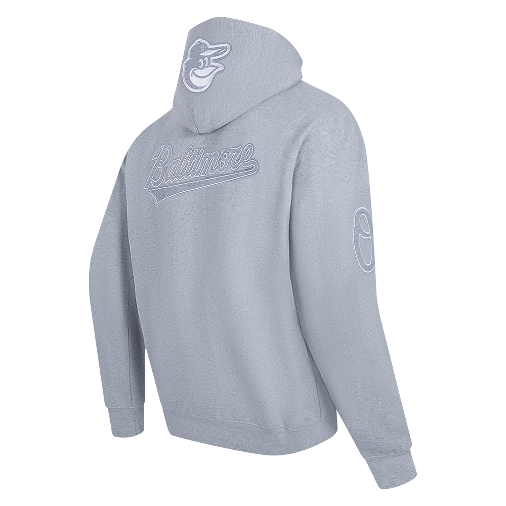 MLB BALTIMORE ORIOLES REVERSE FRENCH TERRY MEN'S PULLOVER HOODIE (DARK HEATHER GRAY)