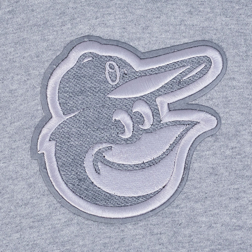 MLB BALTIMORE ORIOLES REVERSE FRENCH TERRY MEN'S PULLOVER HOODIE (DARK HEATHER GRAY)