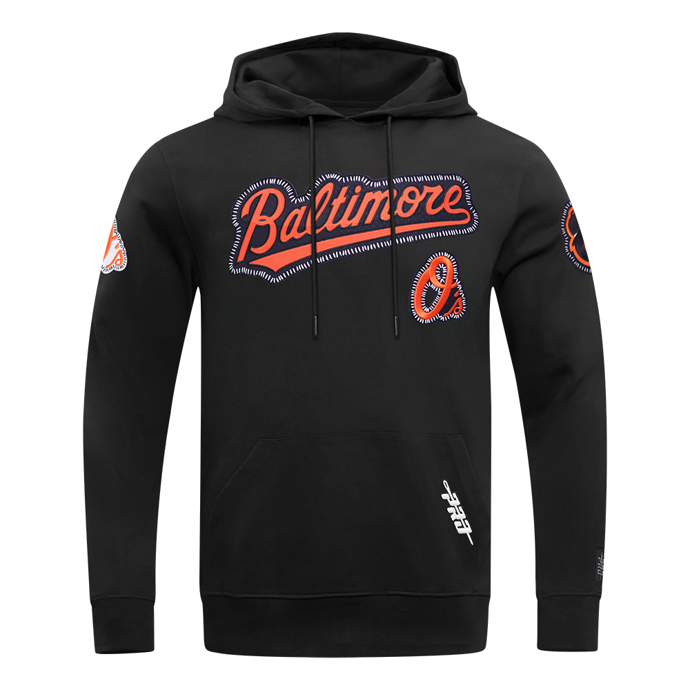 MLB BALTIMORE ORIOLES DIY PICK STITCH CHANDAIL À CAPUCHON EN MAILLE DOUBLE POUR HOMME (NOIR)