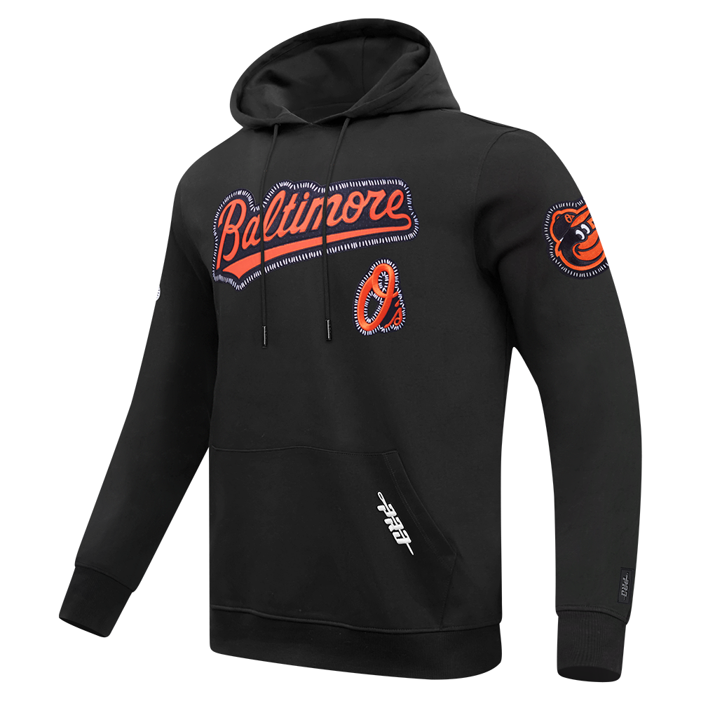 MLB BALTIMORE ORIOLES DIY PICK STITCH CHANDAIL À CAPUCHON EN MAILLE DOUBLE POUR HOMME (NOIR)