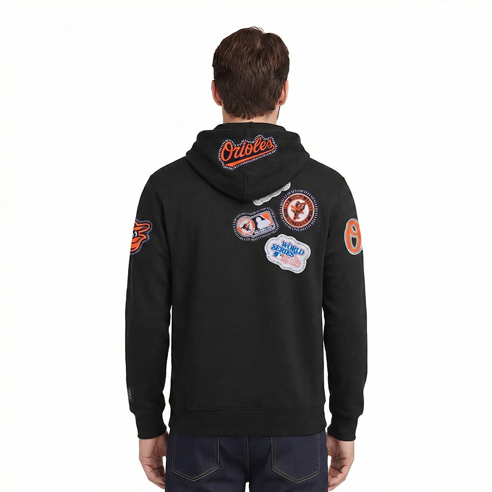 MLB BALTIMORE ORIOLES DIY PICK STITCH CHANDAIL À CAPUCHON EN MAILLE DOUBLE POUR HOMME (NOIR)