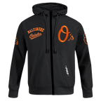 MLB BALTIMORE ORIOLES CLASSIC WIND SUIT MEN'S WOVEN FZ PO HOODIE (BLACK)