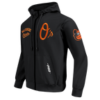 MLB BALTIMORE ORIOLES CLASSIC WIND SUIT MEN'S WOVEN FZ PO HOODIE (BLACK)