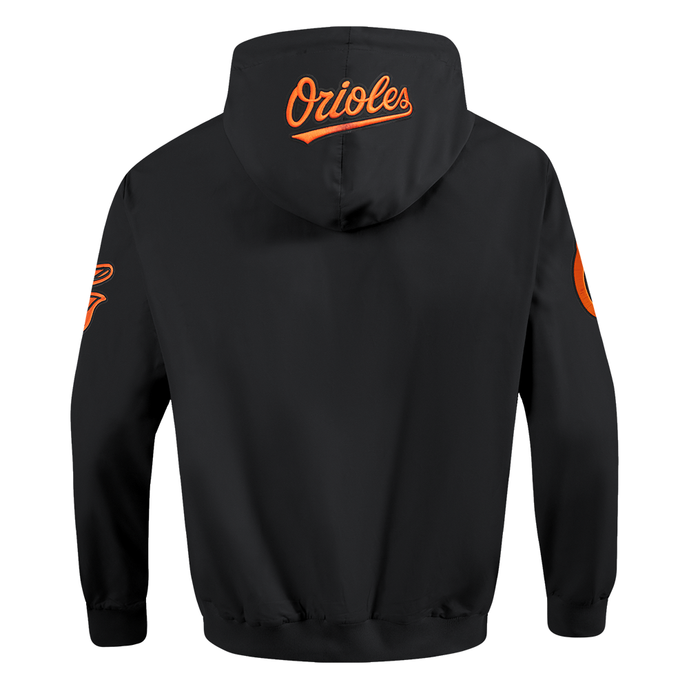 MLB BALTIMORE ORIOLES CLASSIC WIND SUIT MEN'S WOVEN FZ PO HOODIE (BLACK)