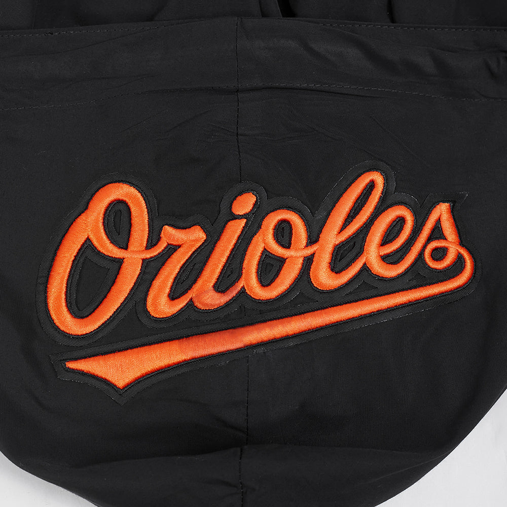 MLB BALTIMORE ORIOLES CLASSIC WIND SUIT MEN'S WOVEN FZ PO HOODIE (BLACK)