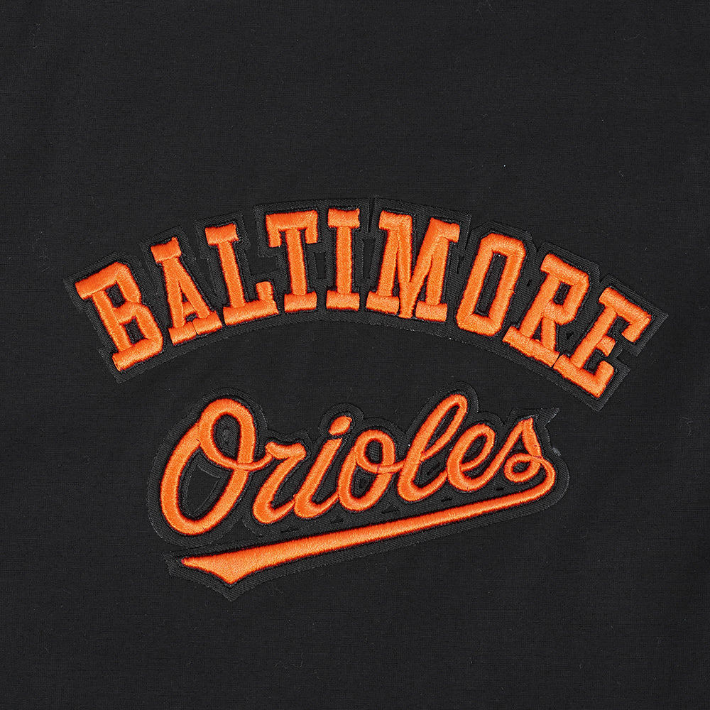 MLB BALTIMORE ORIOLES CLASSIC WIND SUIT MEN'S WOVEN FZ PO HOODIE (BLACK)