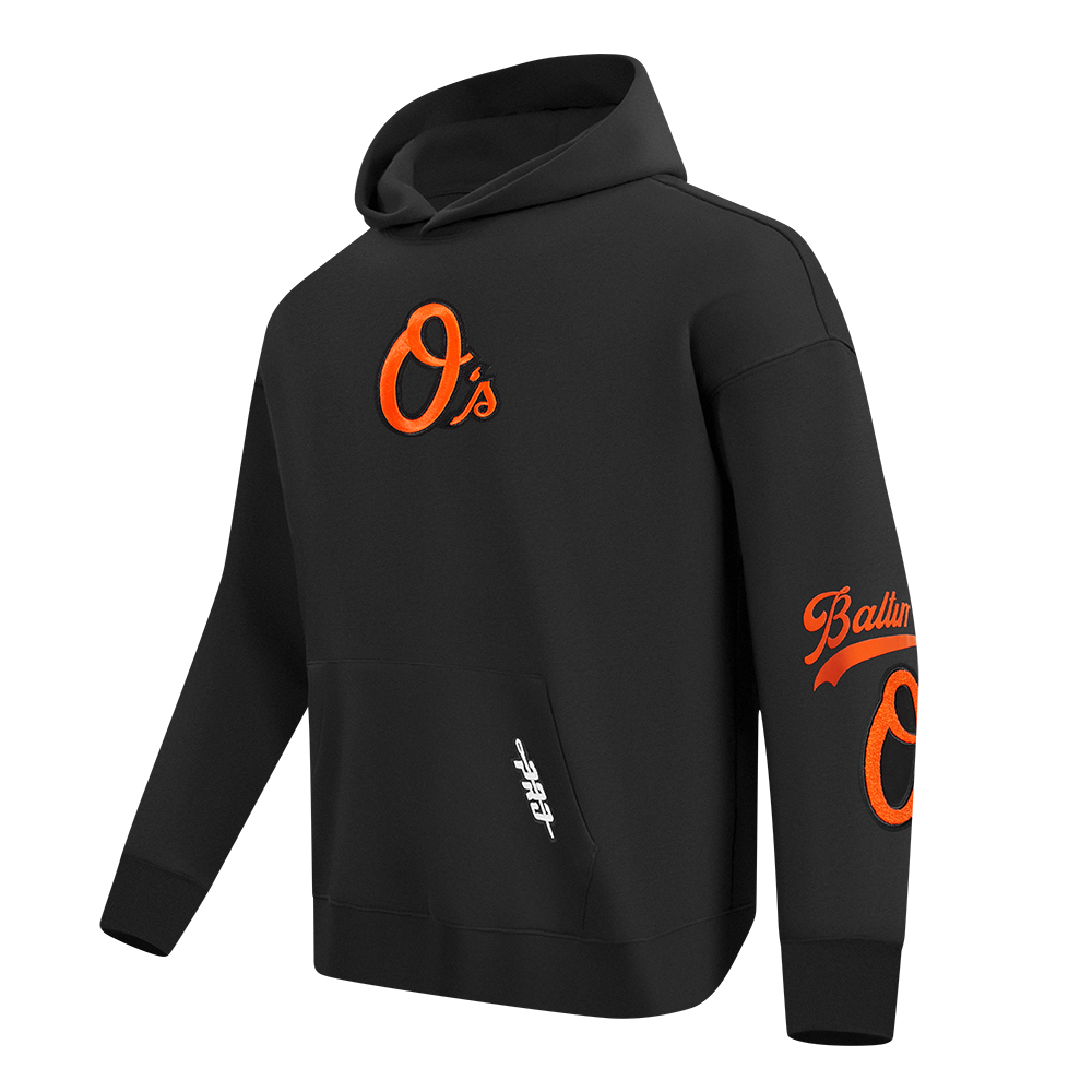 MLB BALTIMORE ORIOLES LIVING LARGE CHANDAIL À CAPUCHON EN MOLLETON À ÉPAULES TOMBANTES POUR HOMME (NOIR)