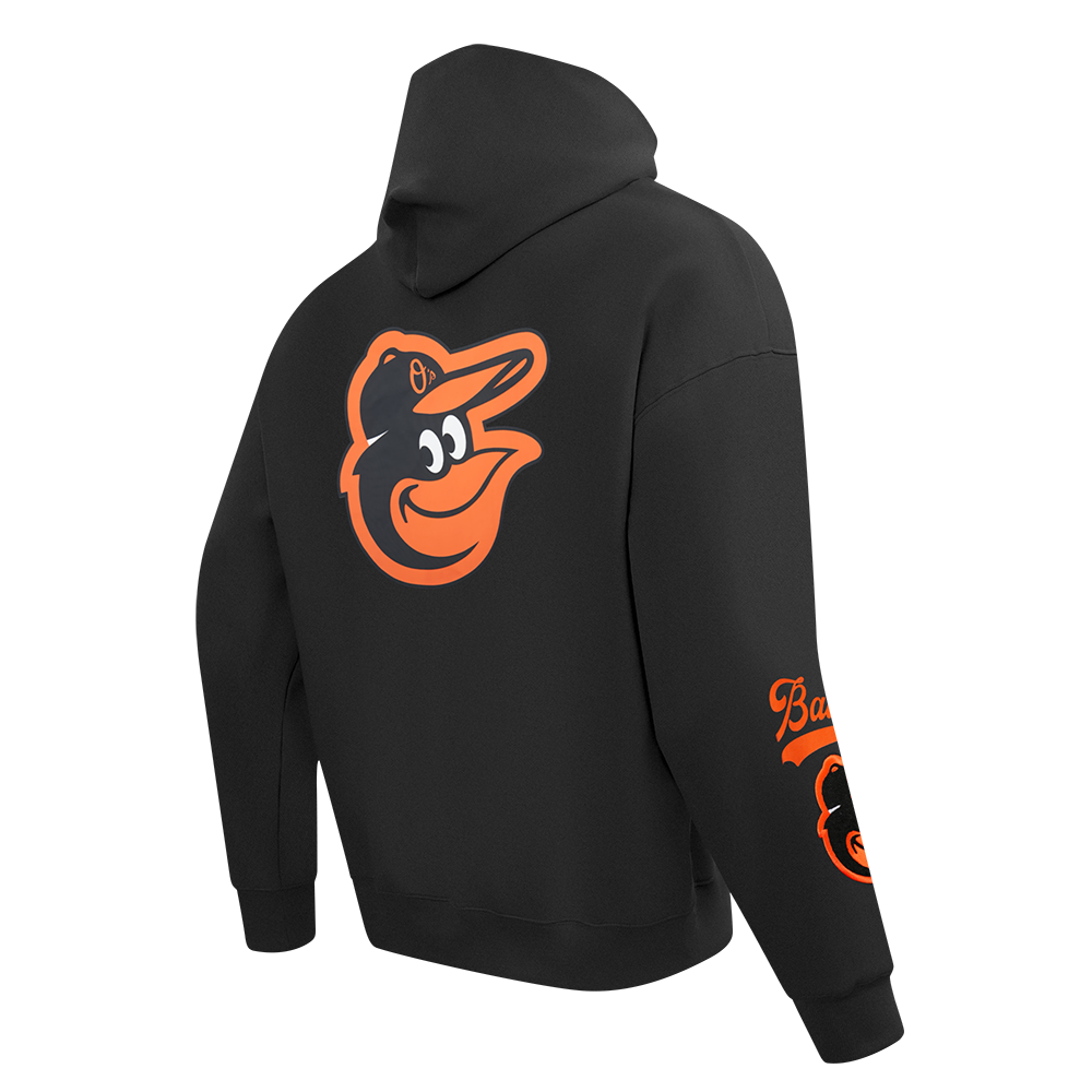 MLB BALTIMORE ORIOLES LIVING LARGE CHANDAIL À CAPUCHON EN MOLLETON À ÉPAULES TOMBANTES POUR HOMME (NOIR)