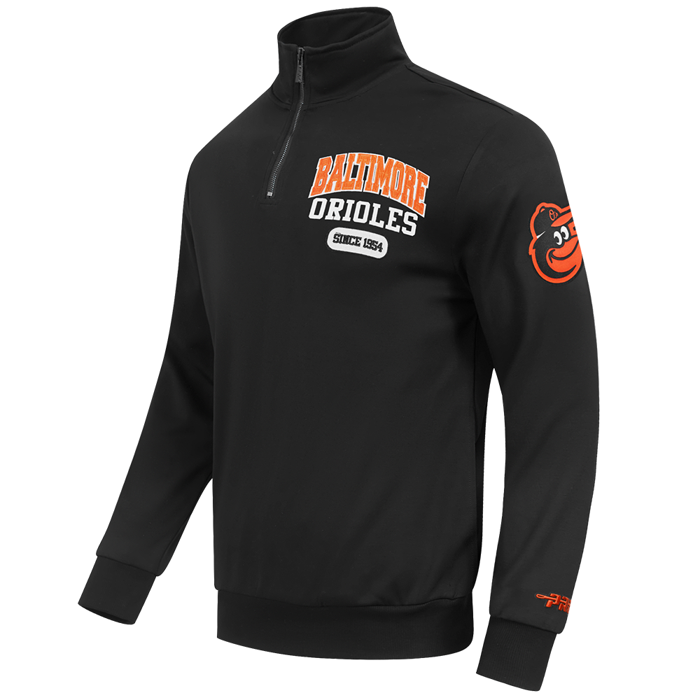MLB BALTIMORE ORIOLES CITY ARCH HAUT EN MOLLETON À GLISSIÈRE AU QUART POUR HOMME (NOIR)