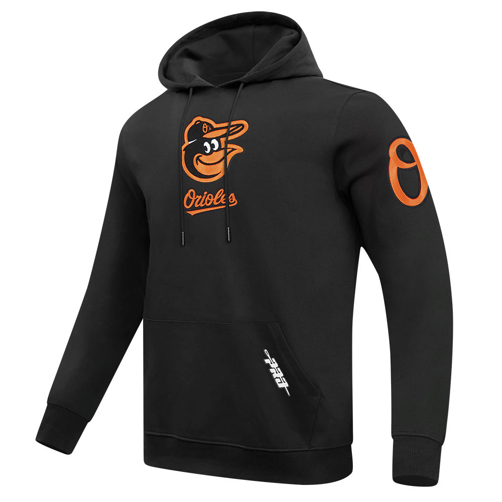 MLB BALTIMORE ORIOLES CLASSIC CHENILLE CHANDAIL À CAPUCHON EN MAILLE DOUBLE POUR HOMME (NOIR)