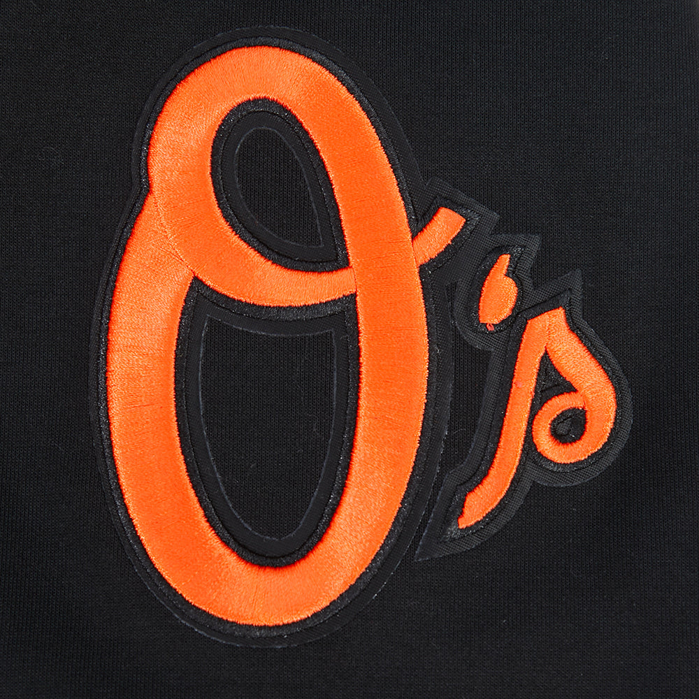 MLB BALTIMORE ORIOLES CLASSIC CHENILLE CHANDAIL À CAPUCHON EN MAILLE DOUBLE POUR HOMME (NOIR)