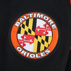MLB BALTIMORE ORIOLES CLASSIC CHENILLE CHANDAIL À CAPUCHON EN MAILLE DOUBLE POUR HOMME (NOIR)