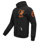 MLB BALTIMORE ORIOLES CLASSIC CHENILLE CHANDAIL À CAPUCHON EN MAILLE DOUBLE À GLISSIÈRE POUR HOMME (NOIR)