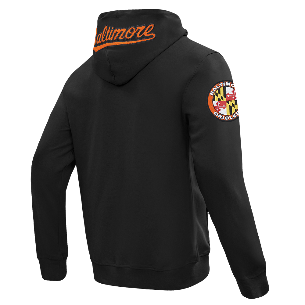 MLB BALTIMORE ORIOLES CLASSIC CHENILLE CHANDAIL À CAPUCHON EN MAILLE DOUBLE À GLISSIÈRE POUR HOMME (NOIR)