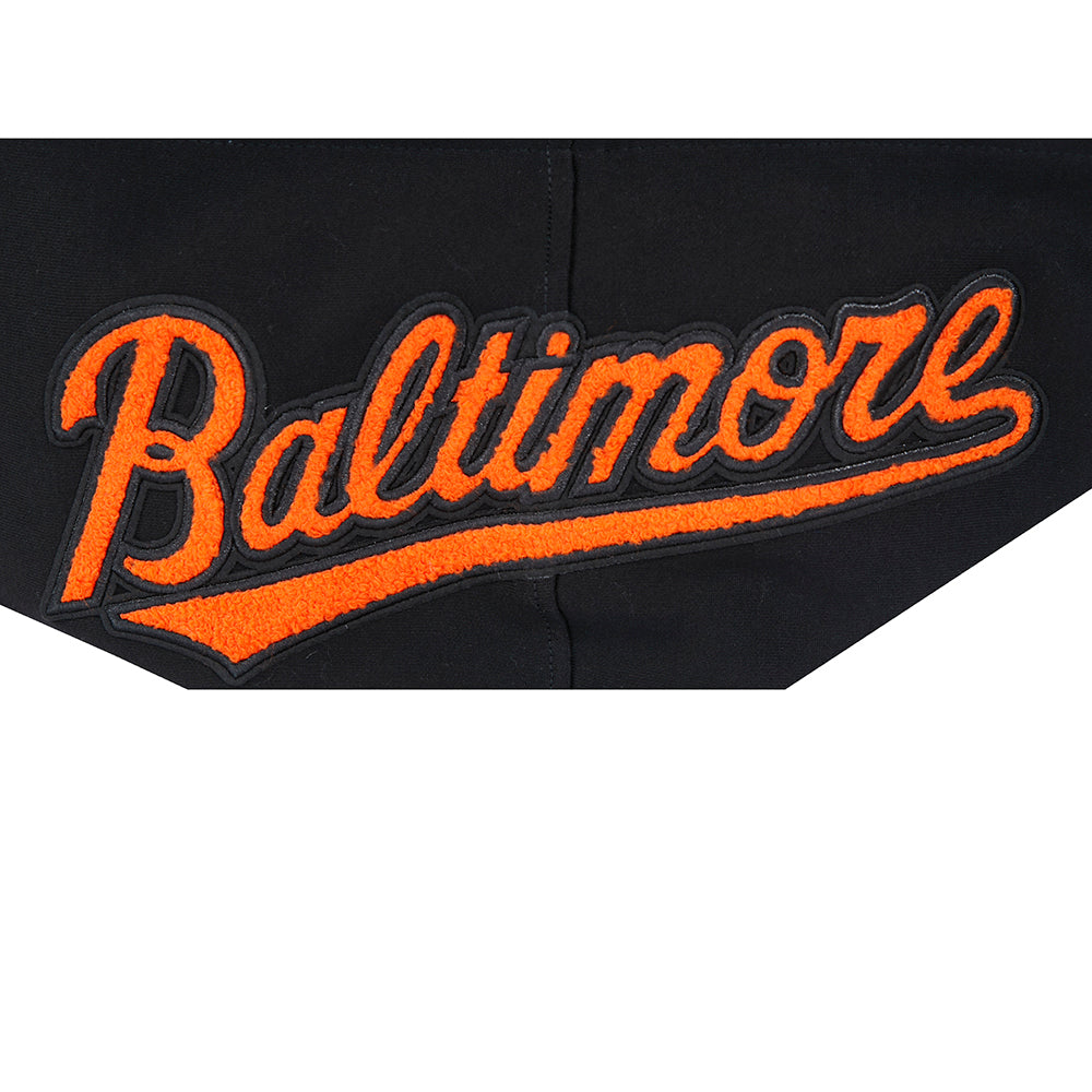 MLB BALTIMORE ORIOLES CLASSIC CHENILLE CHANDAIL À CAPUCHON EN MAILLE DOUBLE À GLISSIÈRE POUR HOMME (NOIR)