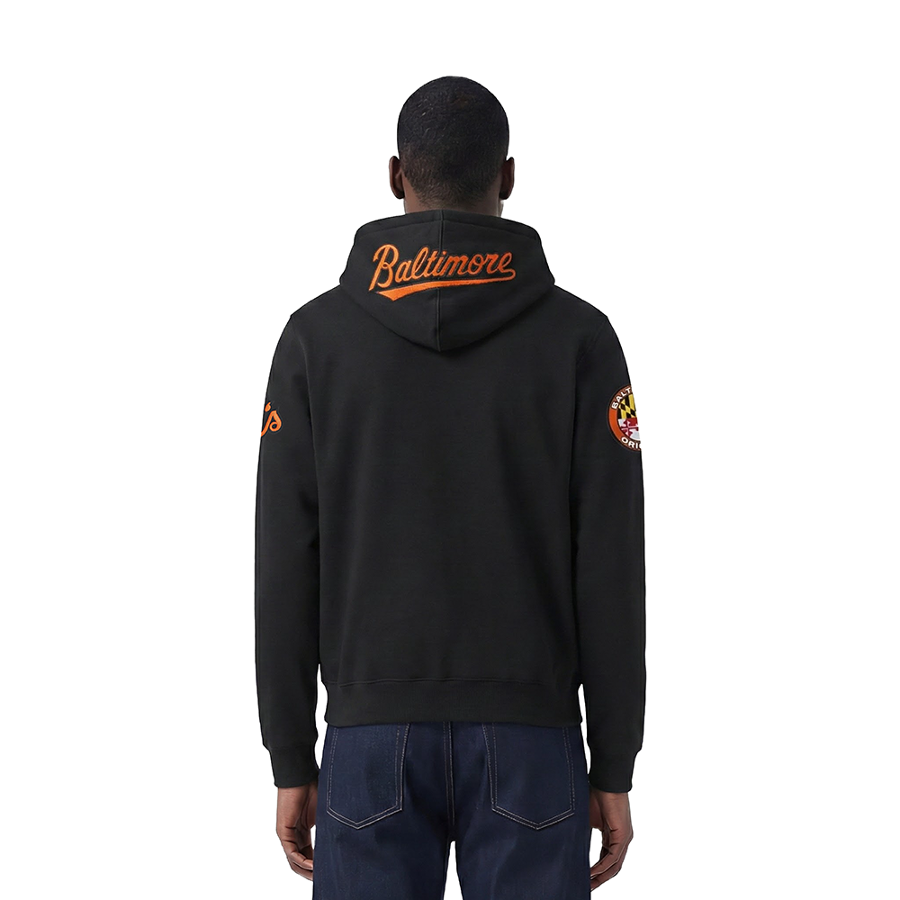 MLB BALTIMORE ORIOLES CLASSIC CHENILLE CHANDAIL À CAPUCHON EN MAILLE DOUBLE À GLISSIÈRE POUR HOMME (NOIR)