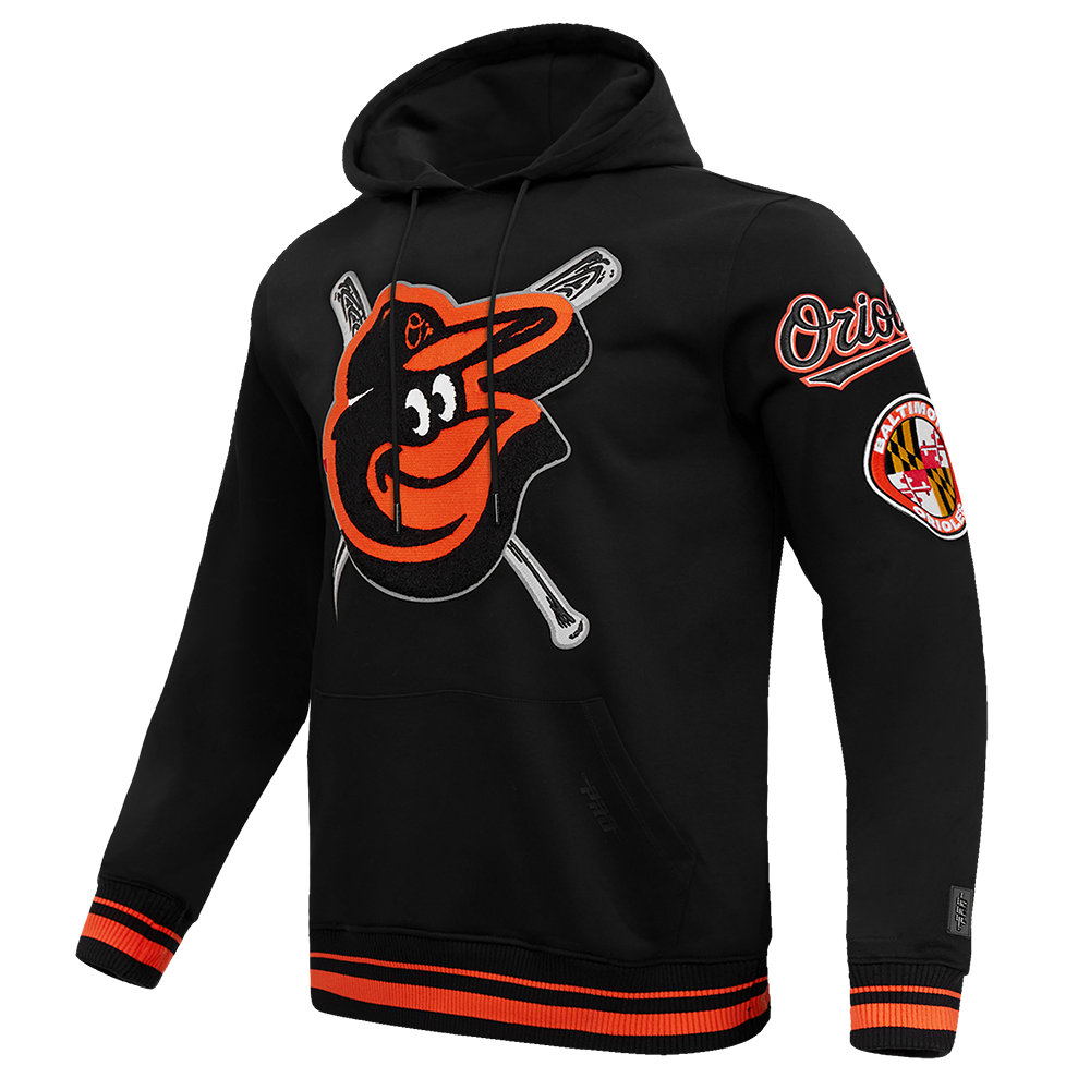 MLB BALTIMORE ORIOLES MASH UP MEN'S RIB FLC PO HOODIE (BLACK/ORANGE)