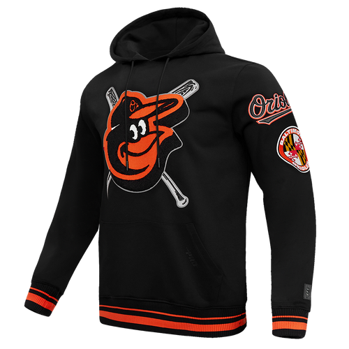 MLB BALTIMORE ORIOLES MASH UP MEN'S RIB FLC PO HOODIE (BLACK/ORANGE)