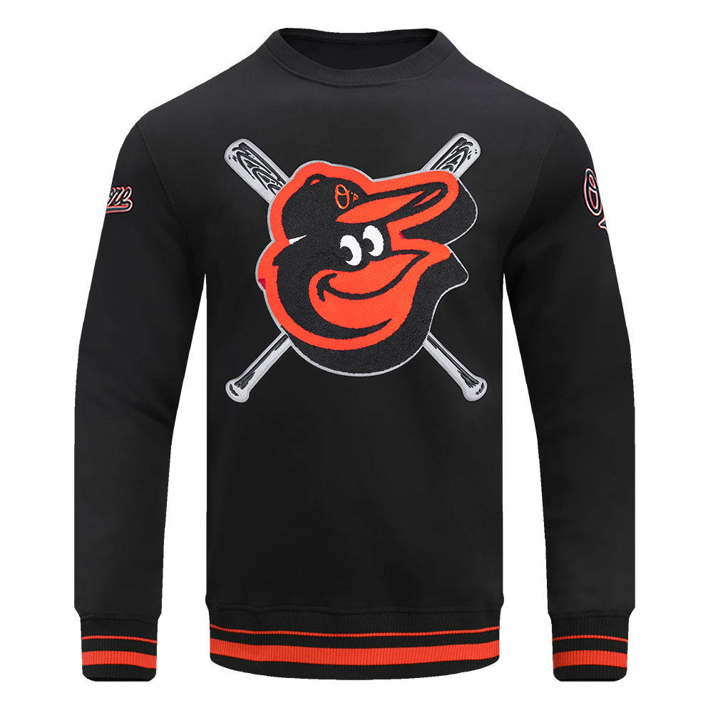 MLB BALTIMORE ORIOLES MASH UP CHANDAIL À COL ROND EN MOLLETON CÔTELÉ POUR HOMME (NOIR/ORANGE)