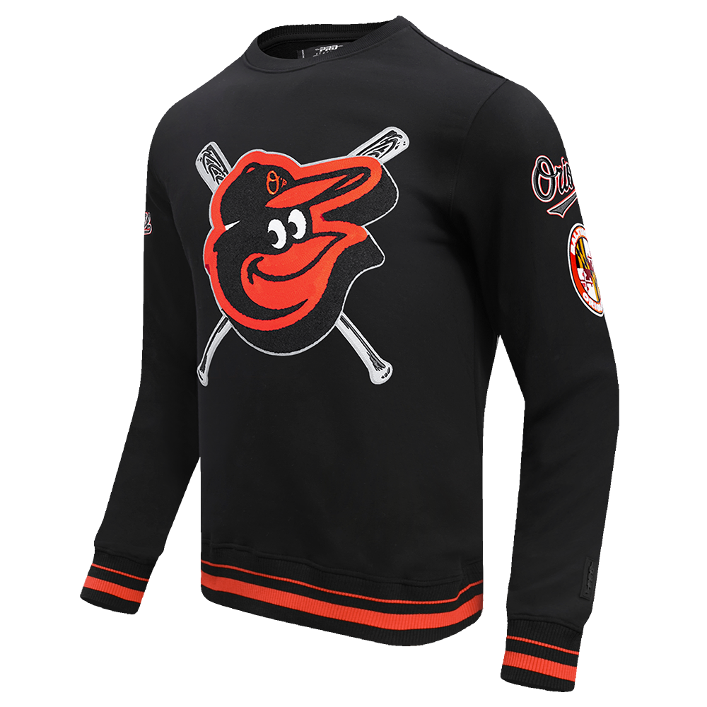 MLB BALTIMORE ORIOLES MASH UP CHANDAIL À COL ROND EN MOLLETON CÔTELÉ POUR HOMME (NOIR/ORANGE)
