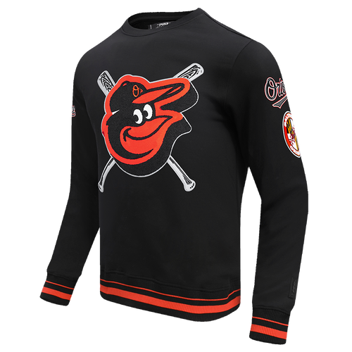 MLB BALTIMORE ORIOLES MASH UP MEN'S RIB FLC CREWNECK (BLACK/ORANGE)