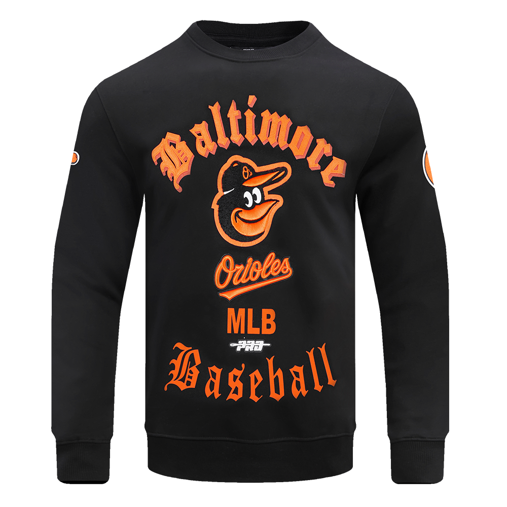 MLB BALTIMORE ORIOLES OLD ENGLISH MEN'S CREWNECK (BLACK)