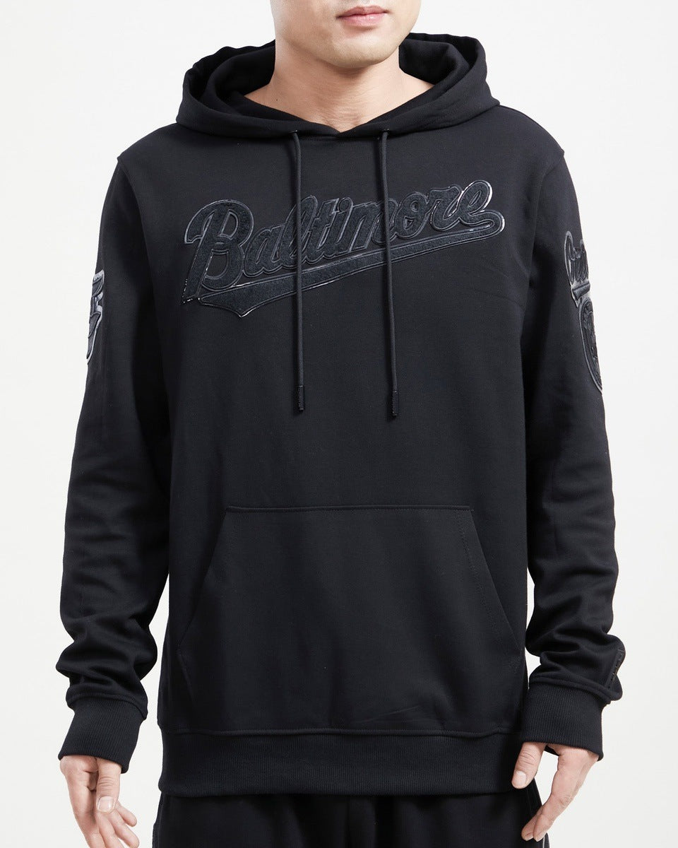 MLB BALTIMORE ORIOLES TRIPLE BLACK MEN'S PULLOVER HOODIE (TRIPLE BLACK)