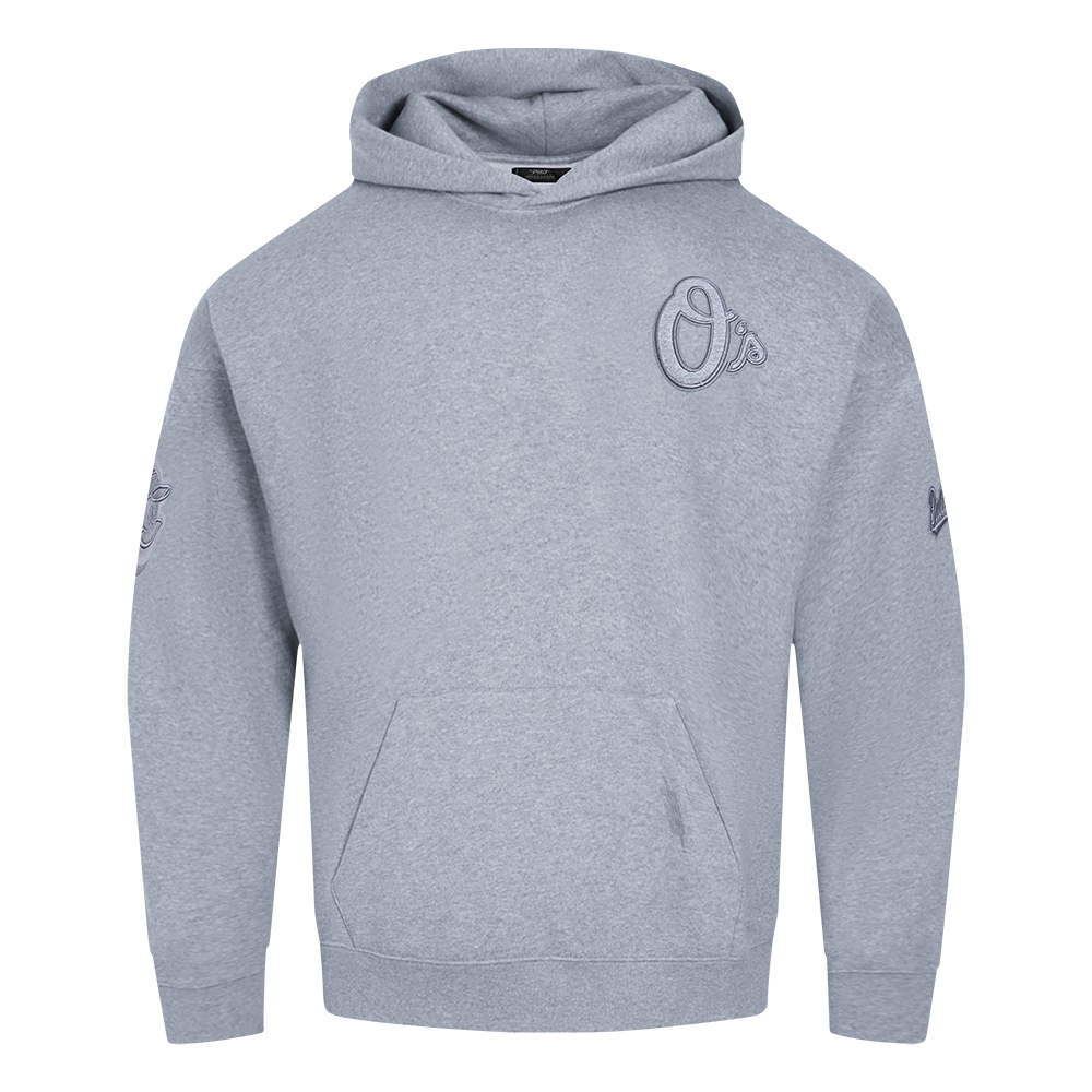 MLB BALTIMORE ORIOLES NEUTRAL MEN'S  DROP SHOULDER FLC PO HOODIE (DARK HEATHER GRAY)