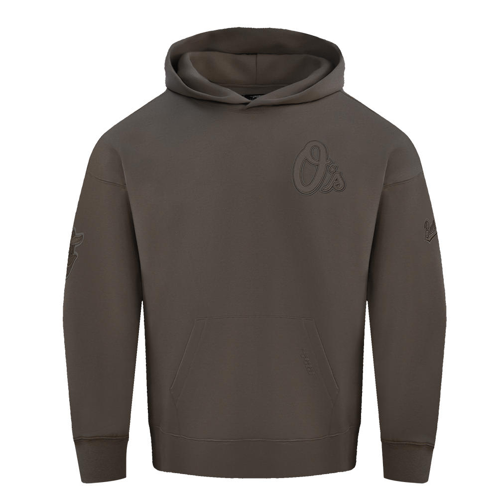 MLB BALTIMORE ORIOLES NEUTRAL MEN'S  DROP SHOULDER FLC PO HOODIE (DARK TAUPE)