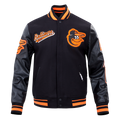 MLB BALTIMORE ORIOLES SCRIPT TAIL BLOUSON COLLÉGIAL POUR HOMME (NOIR/ORANGE)