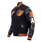 MLB BALTIMORE ORIOLES SCRIPT TAIL BLOUSON COLLÉGIAL POUR HOMME (NOIR/ORANGE)