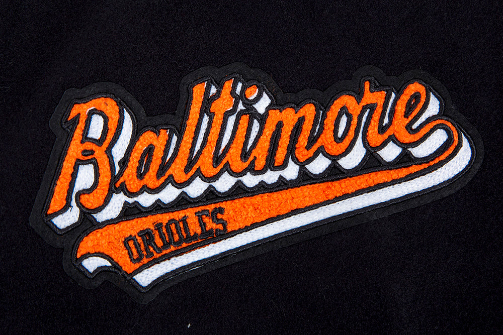MLB BALTIMORE ORIOLES SCRIPT TAIL BLOUSON COLLÉGIAL POUR HOMME (NOIR/ORANGE)