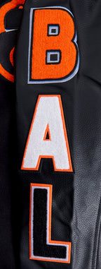 MLB BALTIMORE ORIOLES SCRIPT TAIL BLOUSON COLLÉGIAL POUR HOMME (NOIR/ORANGE)