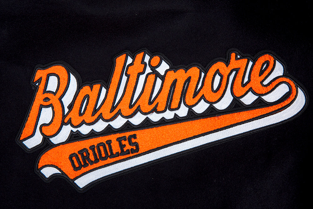 MLB BALTIMORE ORIOLES SCRIPT TAIL BLOUSON COLLÉGIAL POUR HOMME (NOIR/ORANGE)
