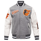 MLB BALTIMORE ORIOLES SCRIPT TAIL BLOUSON COLLÉGIAL POUR HOMME (GRIS CHINÉ/BLANC/NOIR)